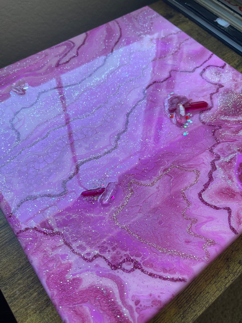 pink quartz resin painting