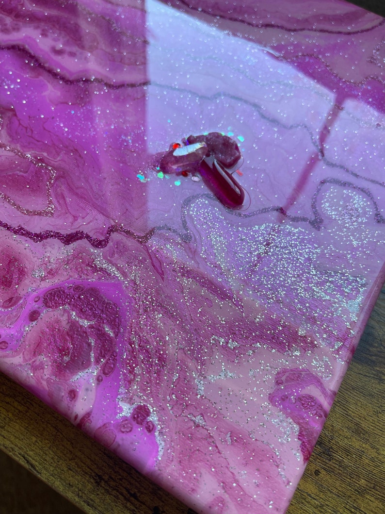 pink quartz resin painting