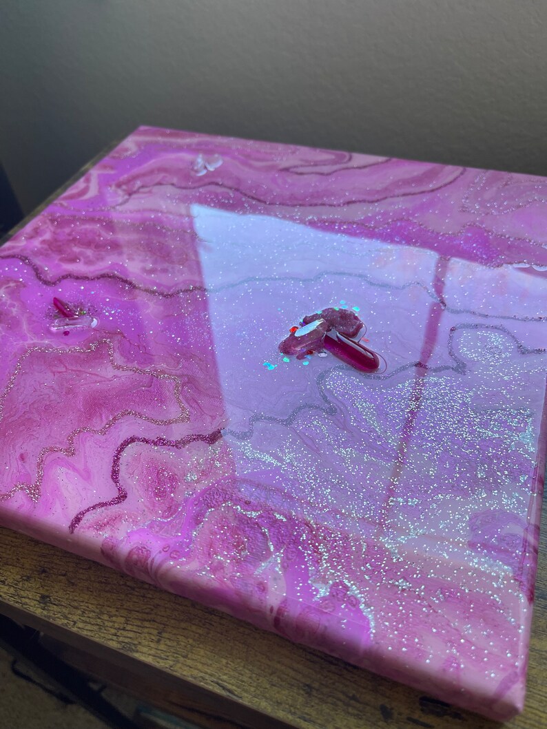pink quartz resin painting