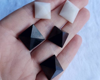 Black tourmaline White agate pyramid Pyramid gems Black pyramid Jewelry supplies
