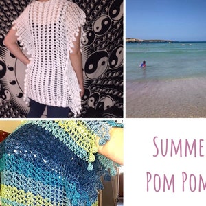 Adult Size SMALL Melu Crochet Summer Bobble Pom Pom Poncho image 3