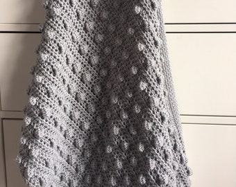 Easy and Quick Modern Bobble Blanket pattern by Melu Crochet Baby Afghan comforter and throw US and UK terminology for unisex/boy/girl/home
