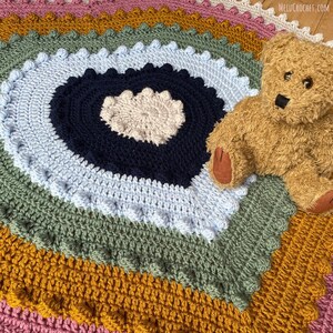 Atria Heart Bobble Blanket pattern by Melu Crochet Baby Afghan comforter and throw for unisex/boy/girl or home image 2