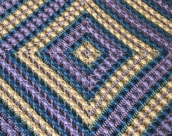 Elbobblio Grandma Square Blanket Pattern By Melu Crochet Baby Afghan comforter & throw US/UK unisex/boy/girl/home Easy and Quick