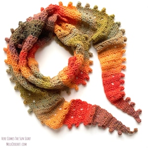 Here Comes The Sun Scarf by Melu Crochet US and UK Pattern Ladies/womens/woman/adult/women easy to read chart included shawl/wrap image 1