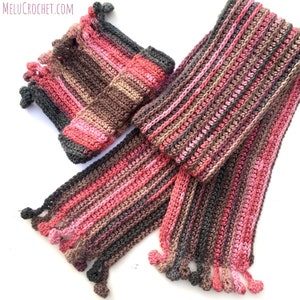 Bobble Pom Pom Ribbed Scarf Pattern by Melu Crochet US & UK Ladies/womens/woman/adult/women/kids/girls image 2