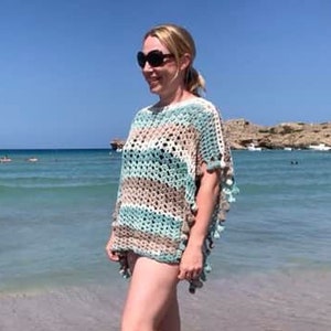 Adult Size MEDIUM Melu Crochet Summer Bobble Pom Pom Poncho Pattern ...