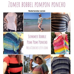 Nederlandse versie Melu Crochet Summer Bobble Pom Pom Poncho image 1