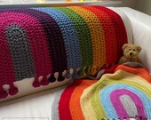Rainbow Drop Blanket pattern by Melu Crochet Baby Afghan comforter and throw for unisex boy girl or home