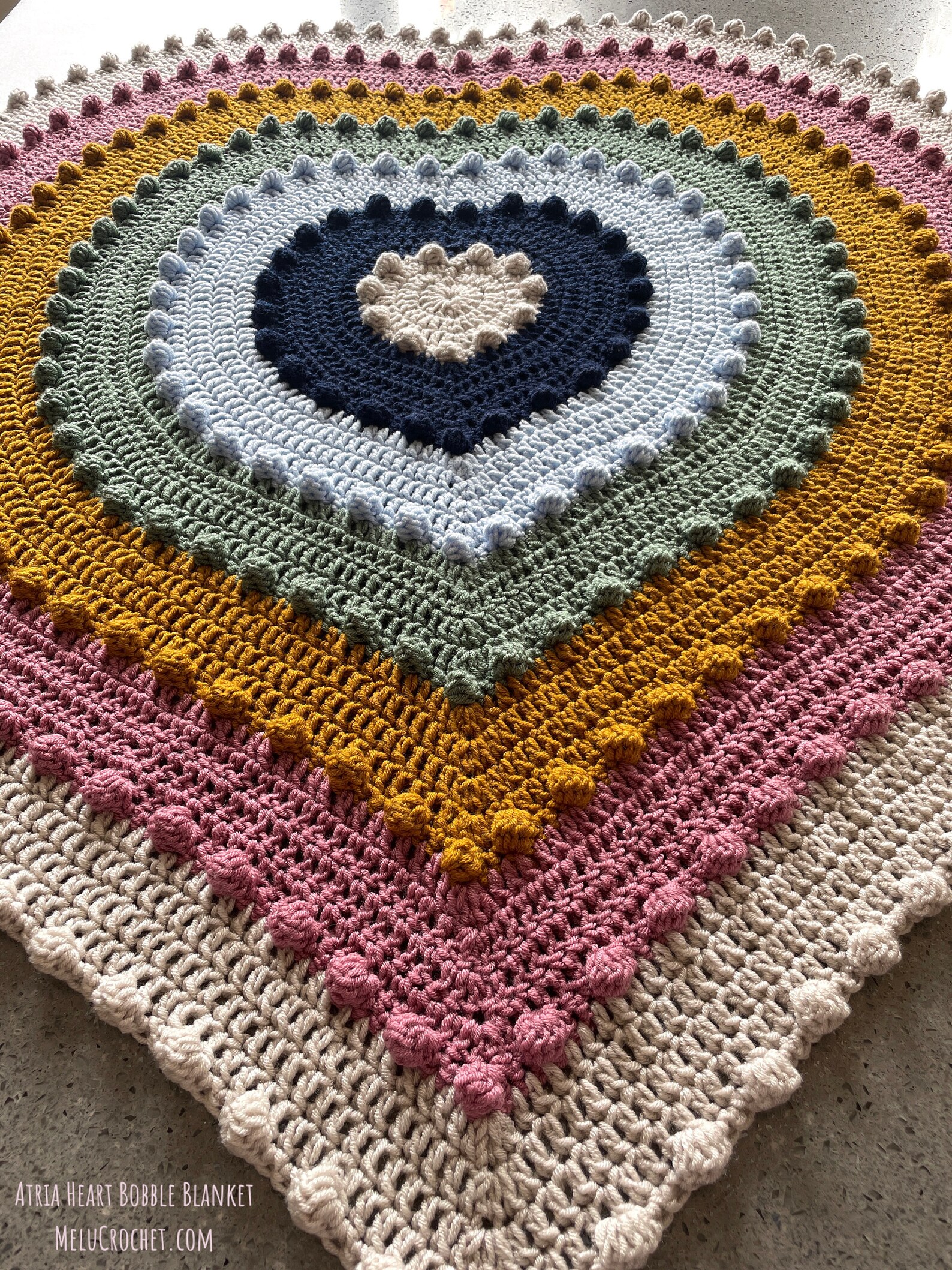 Atria Heart Bobble Blanket Pattern by Melu Crochet Baby Afghan Etsy UK
