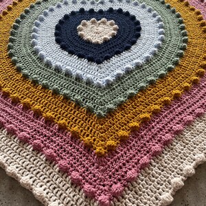 Atria Heart Bobble Blanket pattern by Melu Crochet Baby Afghan comforter and throw for unisex/boy/girl or home image 5