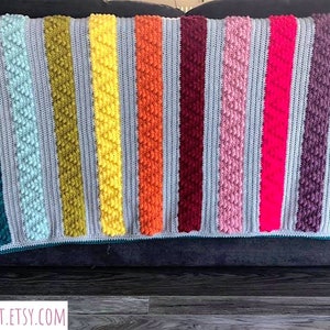 Chevron Bobble Block Blanket Pattern by Melu Crochet easy to image 4