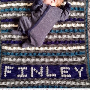 Customisable baby blanket Create your own bobble stitch Chart Baby Name Polka Dot / Customize Modern pattern Melu Crochet boy/girl crib image 1