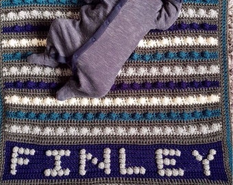 Customisable baby blanket - Create your own bobble stitch Chart -Baby Name Polka Dot / Customize Modern pattern Melu Crochet boy/girl crib