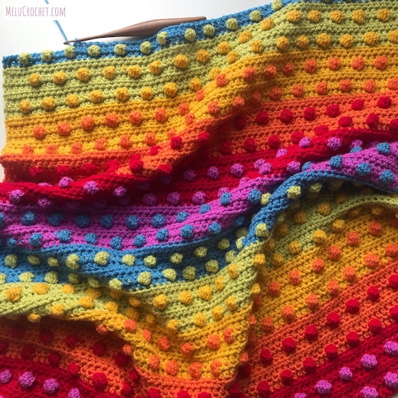 Modern Bobble Rainbow Blanket Pattern by Melu Crochet Baby Afghan Comforter and Throw for Unisex boy girl or Home Etsy Canada