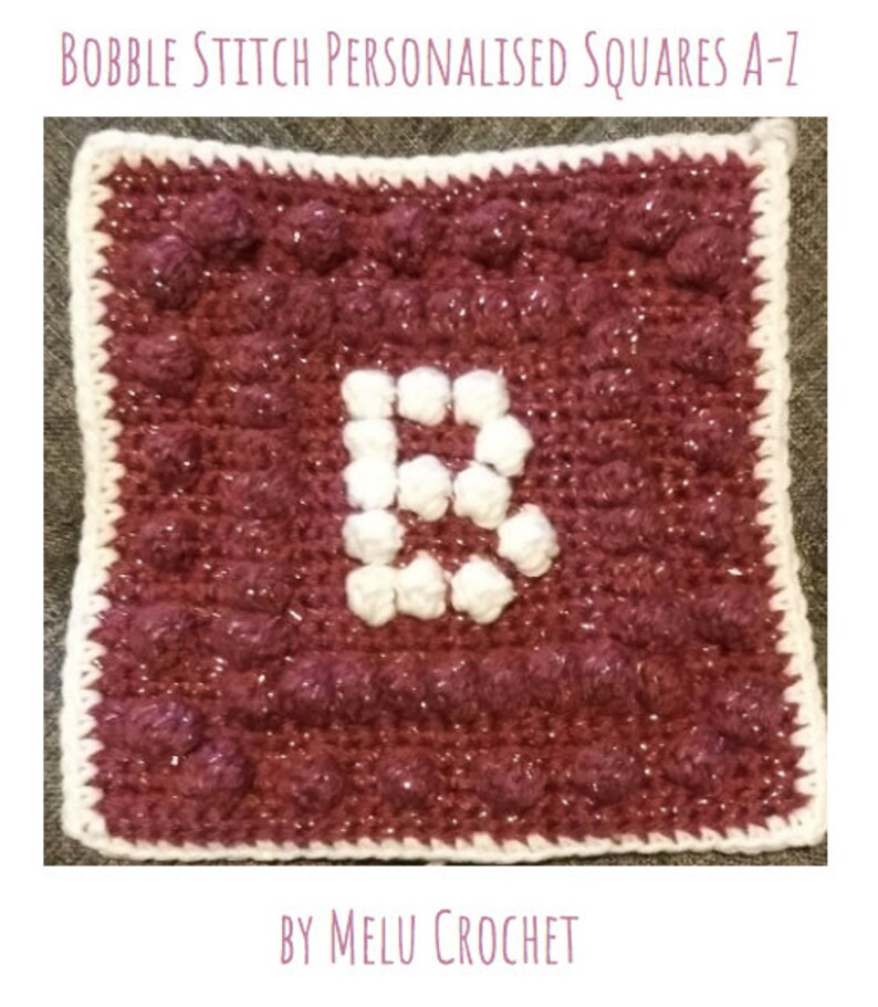 A-Z Bobble Stitch Personalised Squares by Melu Crochet Create your own alphabet bobble stitch squares image 2