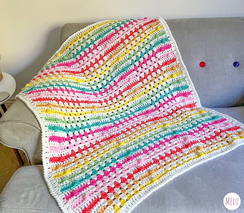 Granny Zigzag Blanket pattern by Melu Crochet Baby Afghan comforter or throw for unisex/boy/girl or home image 9