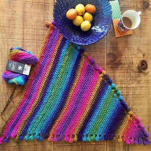 Big Cozy Bobble Pom Pom Shawl Wrap scarf by Melu Crochet pattern self stripe Ladies/womens/woman bobble/popcorn stitch easy quick chart incl image 6