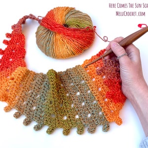 Here Comes The Sun Scarf by Melu Crochet US and UK Pattern Ladies/womens/woman/adult/women easy to read chart included shawl/wrap image 3