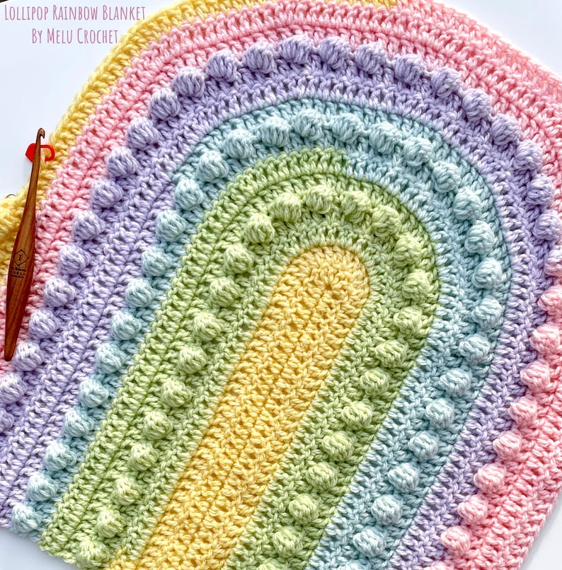 Lollipop Rainbow Blanket pattern by Melu Crochet Baby Afghan comforter and throw for unisex/boy/girl or home image 6