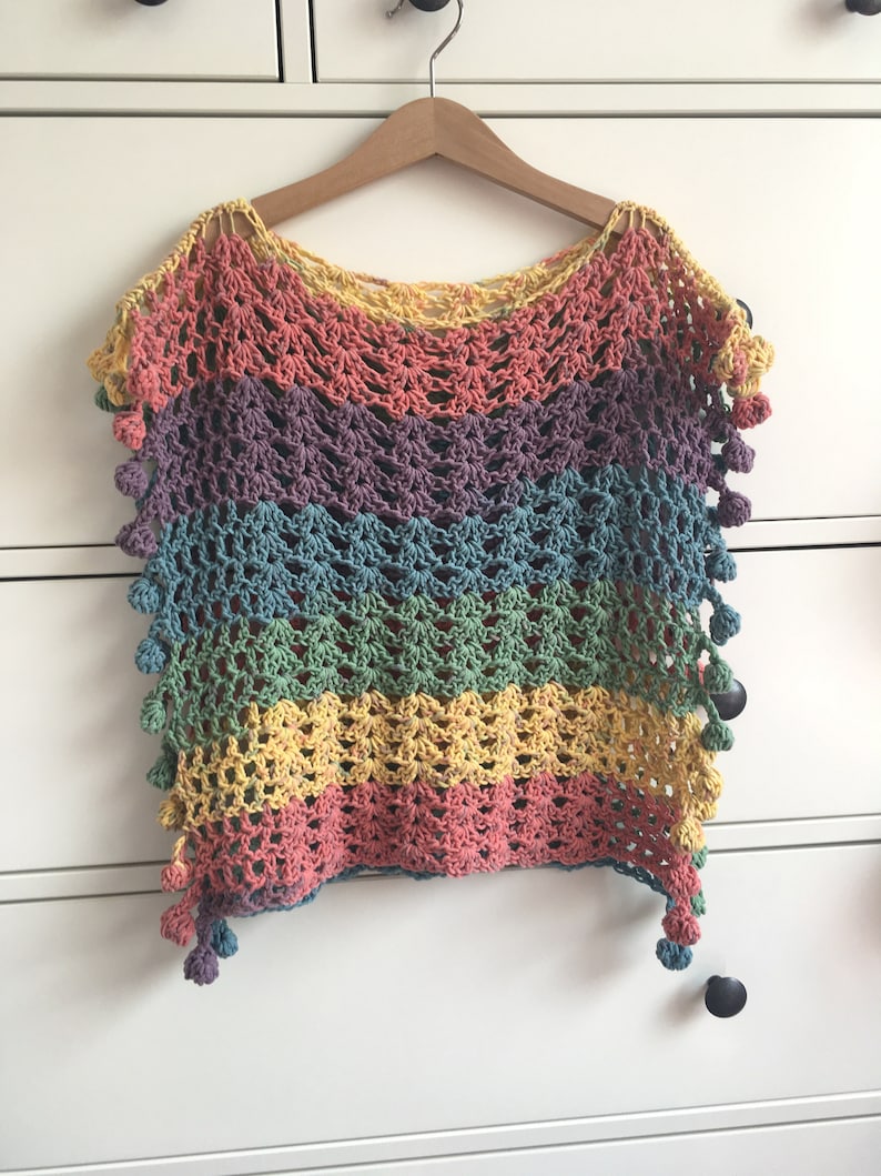 Nederlandse versie Melu Crochet Summer Bobble Pom Pom Poncho image 4