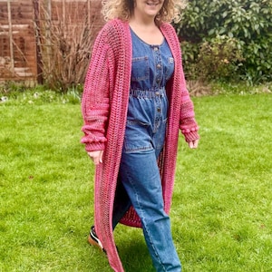 Solid Flexi Hexi Longline Cardi pattern by Melu Crochet Inclusive sizing XS/S  M/L XL/2X 3X/4X 5X choose from 11 different cardigan lengths!