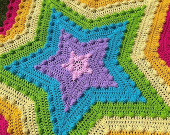 PopStar Blanket pattern by Melu Crochet Star shaped crochet Afghan blanket comforter and throw for Baby unisex/boy/girl or home
