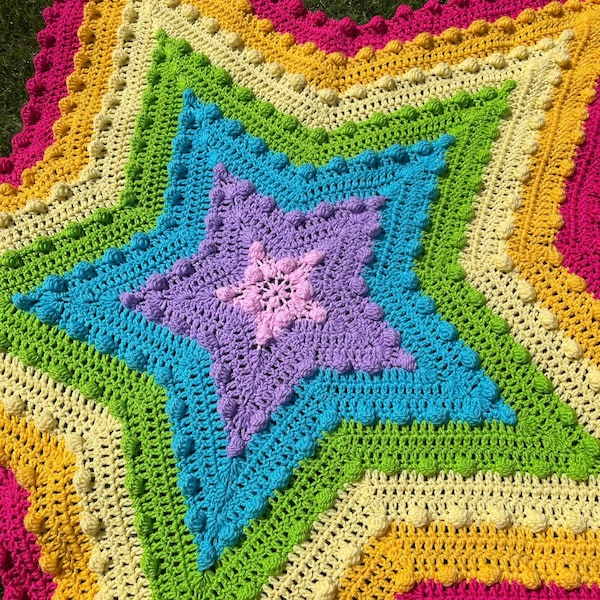 PopStar Blanket Muster von Melu Crochet Sternförmige häkeln afghanische Decke Tröster und Überwurf für Baby unisex / Junge / Mädchen oder zu Hause