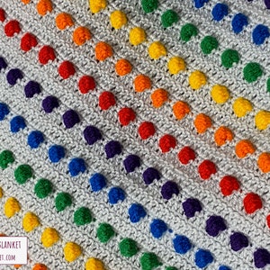 Smarties Bobble Blanket pattern by Melu Crochet Rainbow Baby Afghan comforter and throw for unisex/boy/girl or home image 8