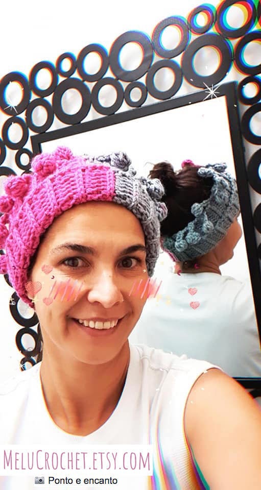 Bobble Pom Pom Ear Warmer Pattern by Melu Crochet US & UK Ladies/womens ...