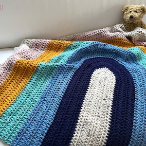 Plainbow Blanket pattern by Melu Crochet Baby Afghan comforter and throw for unisex/boy/girl or home image 1