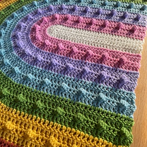 Over the Rainbobble Blanket pattern by Melu Crochet Baby Afghan comforter and throw for unisex/boy/girl or home image 3