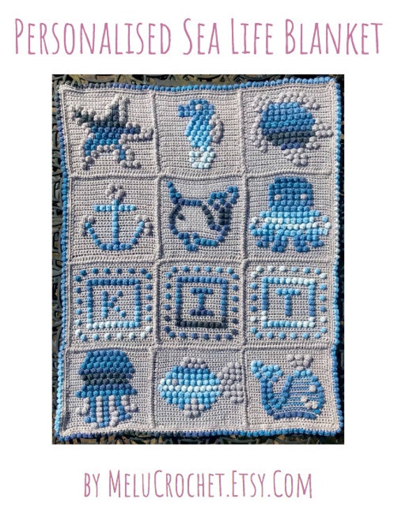 Personalised Sea Life Baby Blanket Pattern By Melu Crochet Etsy