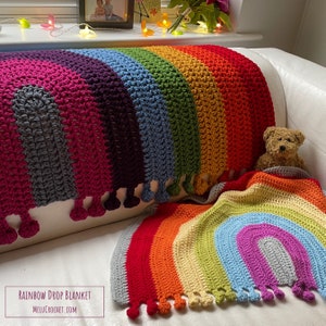 Rainbow Drop Blanket pattern by Melu Crochet Baby Afghan comforter and throw for unisex/boy/girl or home