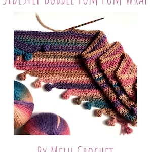 Sidestep bobble pompom sjaal van Melu Haakpatroon zelfstreep dames/dames/vrouwen bobbel/popcornsteek sjaal kwastje eenvoudig snel overzicht
