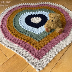 Atria Heart Bobble Blanket pattern by Melu Crochet Baby Afghan comforter and throw for unisex/boy/girl or home image 6