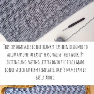 Customisable baby blanket Create your own bobble stitch Chart Baby Name Polka Dot / Customize Modern pattern Melu Crochet boy/girl crib image 9