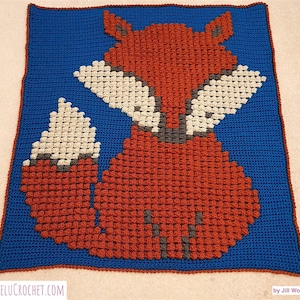 Baby Fox Bobble Stitch Blanket by Melu Crochet pattern Modern woodland nursery Chart/Puff stitch/Popcorn steek guide included pixel art image 9