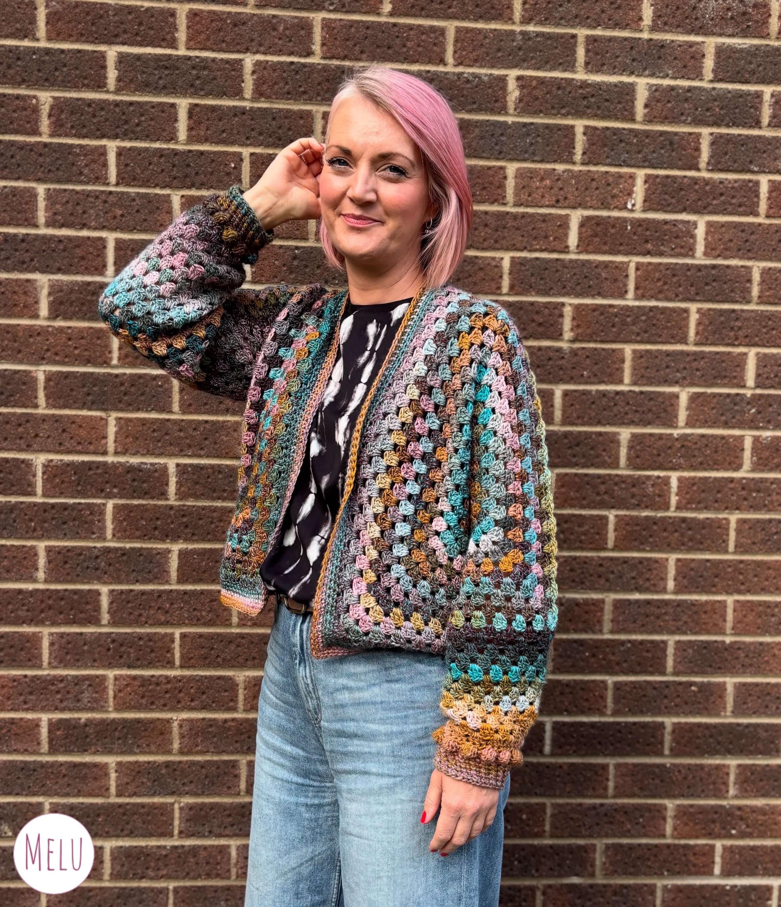 Granny Flexi Hexi Longline Cardi Pattern by Melu Crochet Inclusive