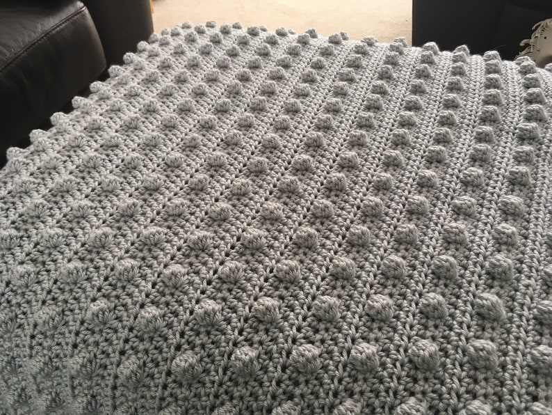 Easy and Quick Modern Bobble Blanket pattern by Melu Crochet Baby Afghan comforter and throw US and UK terminology for unisex/boy/girl/home image 2