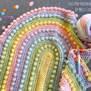 Lollipop Rainbow Blanket pattern by Melu Crochet Baby Afghan comforter and throw for unisex/boy/girl or home image 9