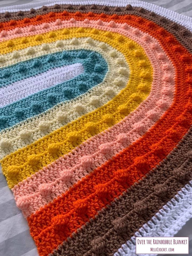 Over the Rainbobble Blanket pattern by Melu Crochet Baby Afghan comforter and throw for unisex/boy/girl or home image 8