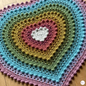 Wzór na koc Bobblina Heart Blanket Rainbow od Melu Crochet Baby Afghan dla dzieci unisex/chłopca/dziewczynki lub do domu