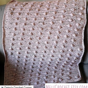 Easy Modern Diagonal Bobble Filet Blanket Pattern by Melu image 6