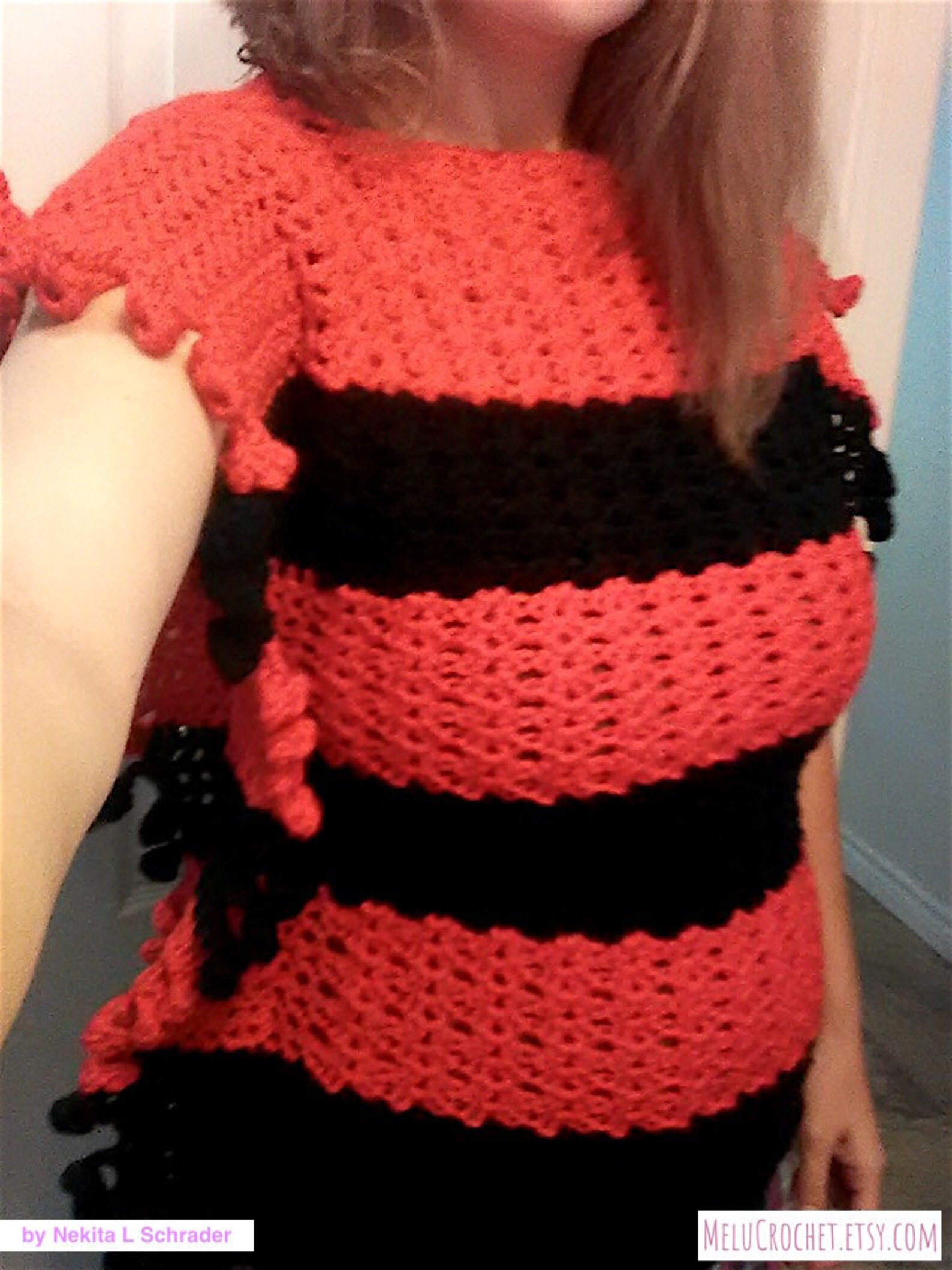 Adult Size LARGE Melu Crochet Summer Bobble Pom Pom Poncho Pattern ...