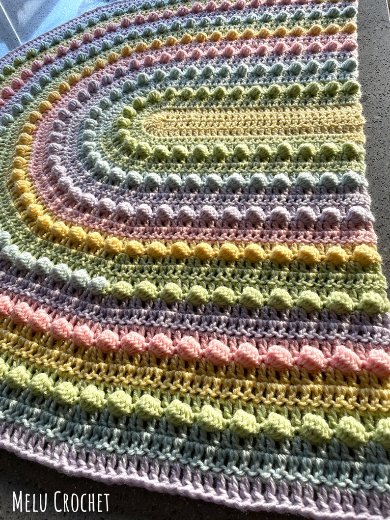 Motif de couverture arc-en-ciel Lollipop par Melu Crochet Baby Afghan doudou et jeté pour unisexe/garçon/fille ou maison image 10