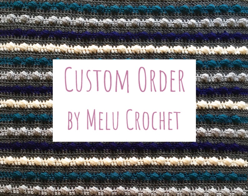 Personalised baby blanket Custom Name Polka Dot Bobble/Bubble stitch Modern comforter pattern by Melu Crochet boy/girl personalize crib image 4