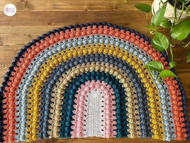 Granny Bobblina Rainbow Blanket pattern by Melu Crochet Baby Afghan comforter and throw for unisex/boy/girl or home image 8