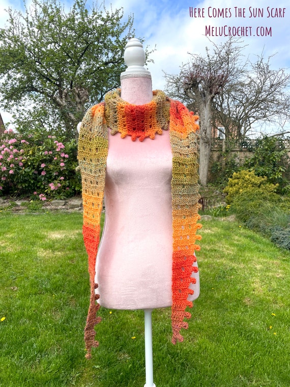 Here Comes the Sun Scarf by Melu Crochet US and UK Pattern Ladies