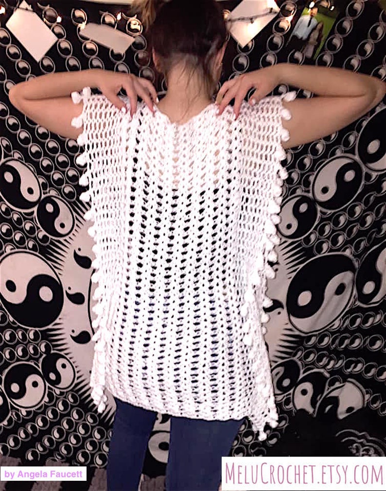 Adult Size SMALL Melu Crochet Summer Bobble Pom Pom Poncho Pattern ...